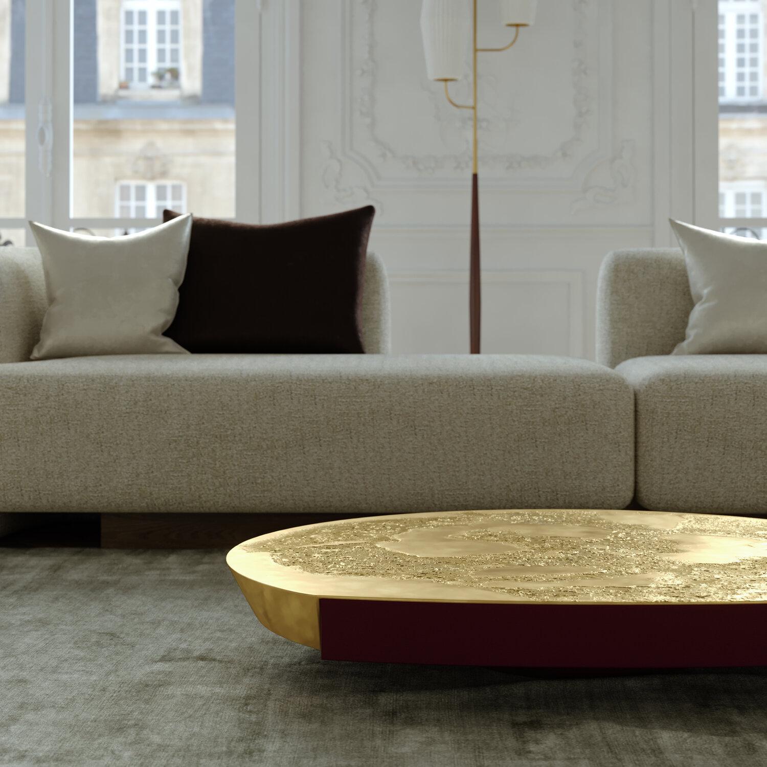 Beaux Arts Mélos Brass Coffee Table by French Design Studio Monogram For Sale