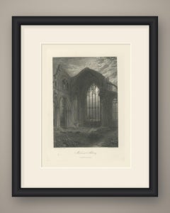 Melrose Abbey, Scotland, Antique Steel Engraving after Birket Foster, circa 1876