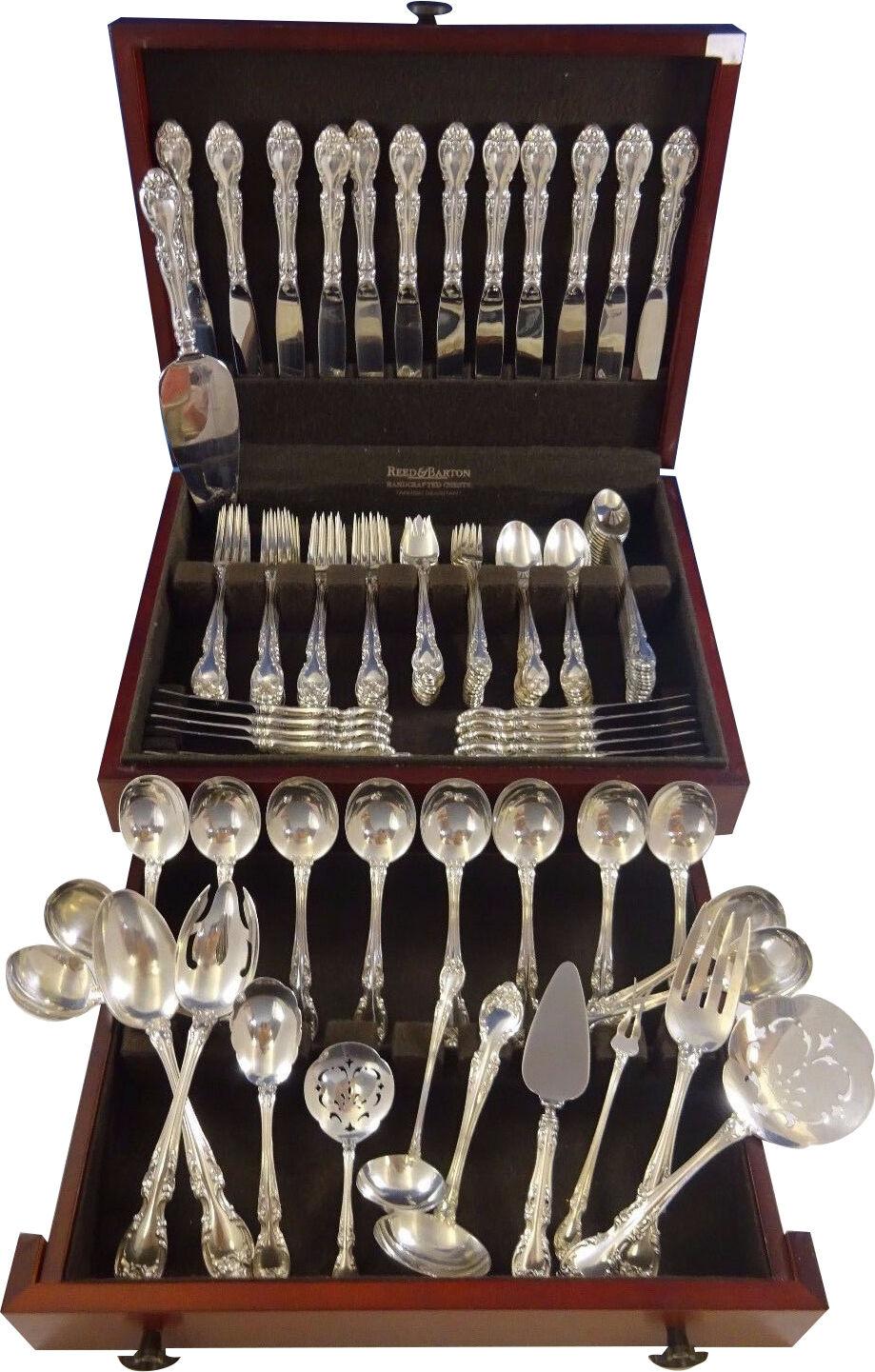 Monumental Melrose by Gorham sterling silver flatware set, 119 pieces. This set includes:

12 knives, 8 7/8