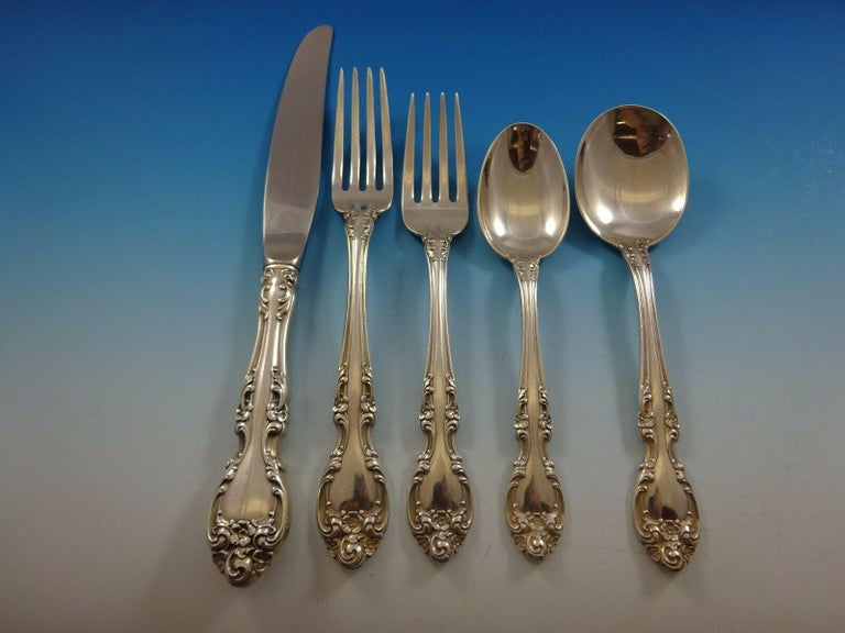 Melrose by Gorham Sterling Silver Flatware Service for 12 Set 119 Pieces In Excellent Condition For Sale In Big Bend, WI