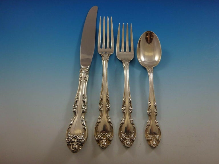 20th Century Melrose by Gorham Sterling Silver Flatware Service for 12 Set 119 Pieces For Sale