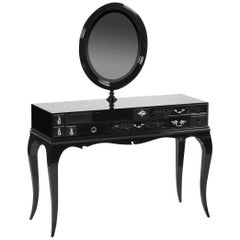 Melrose Console in Black Lacquered Wood 
Smoked Glass by Boca do Lobo