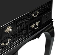 Melrose Dressing Table - Hand-Crafted Varnish Wood & Plated Brass - Boca do Lobo