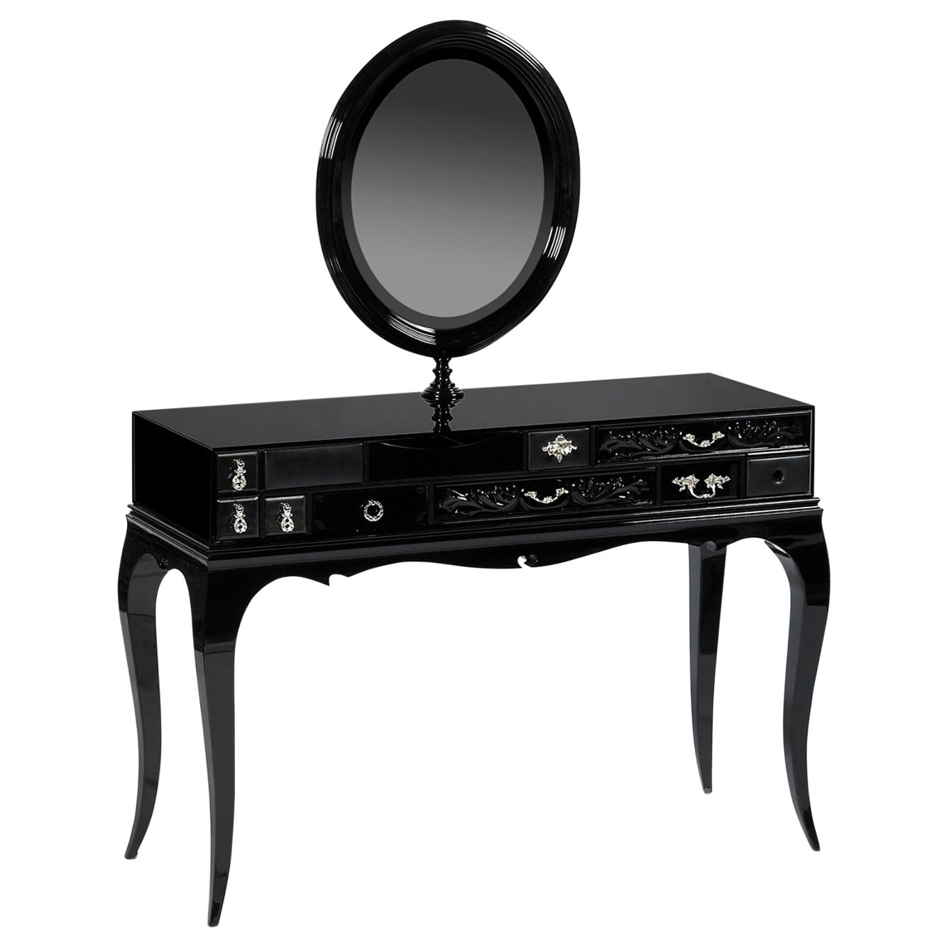 Melrose Dressing Table - Hand-Crafted Varnish Wood & Plated Brass - Boca do Lobo