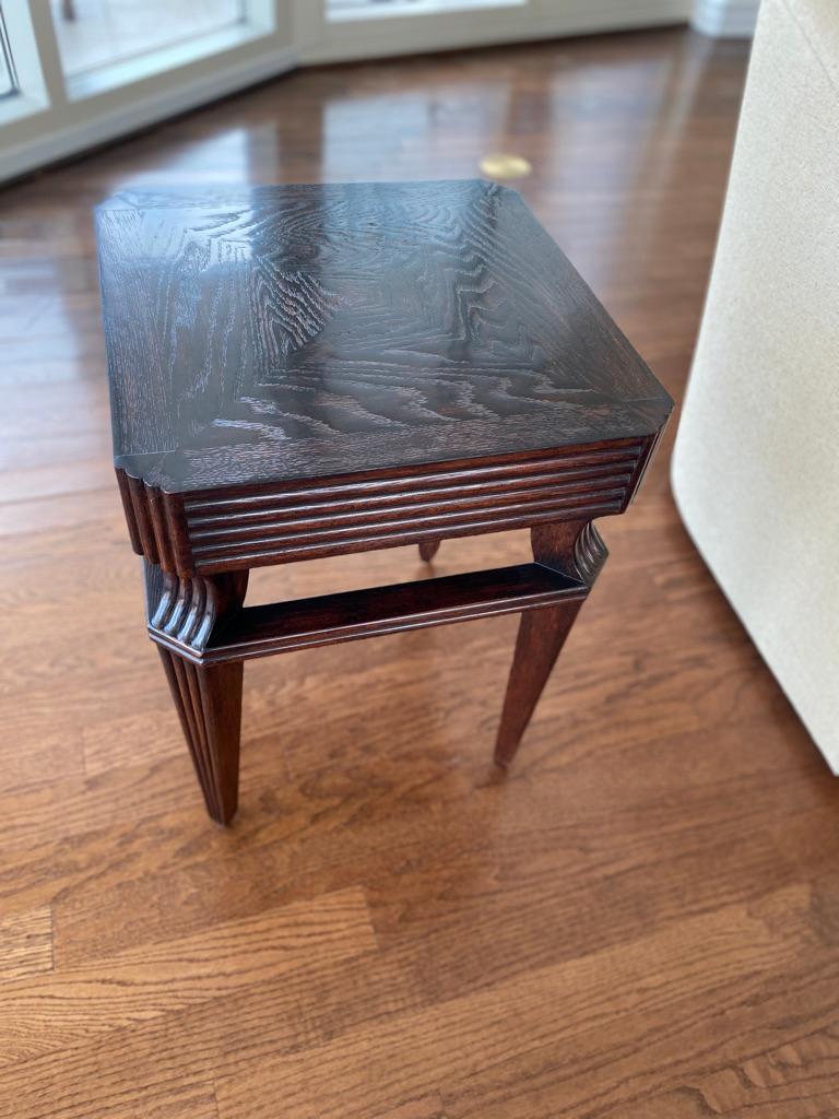 Melrose house made this side table it is magnificent (look at the top and legs!!!
It has a bamboo design to the sides square side table from a park avenue estate.