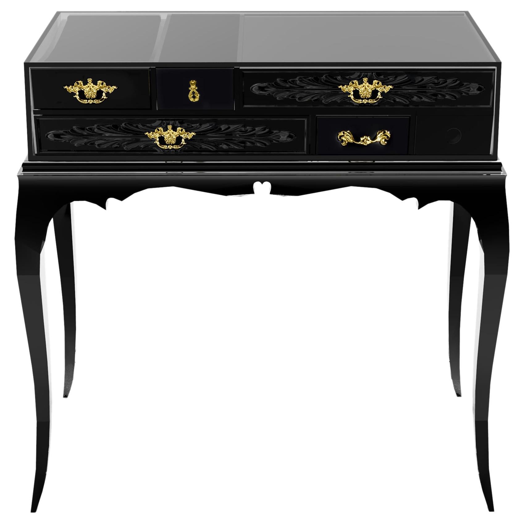 Melrose Nightstand in Black Lacquered Wood by Boca do Lobo For Sale