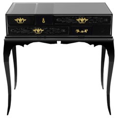 Melrose Nightstand in Black Lacquered Wood by Boca do Lobo