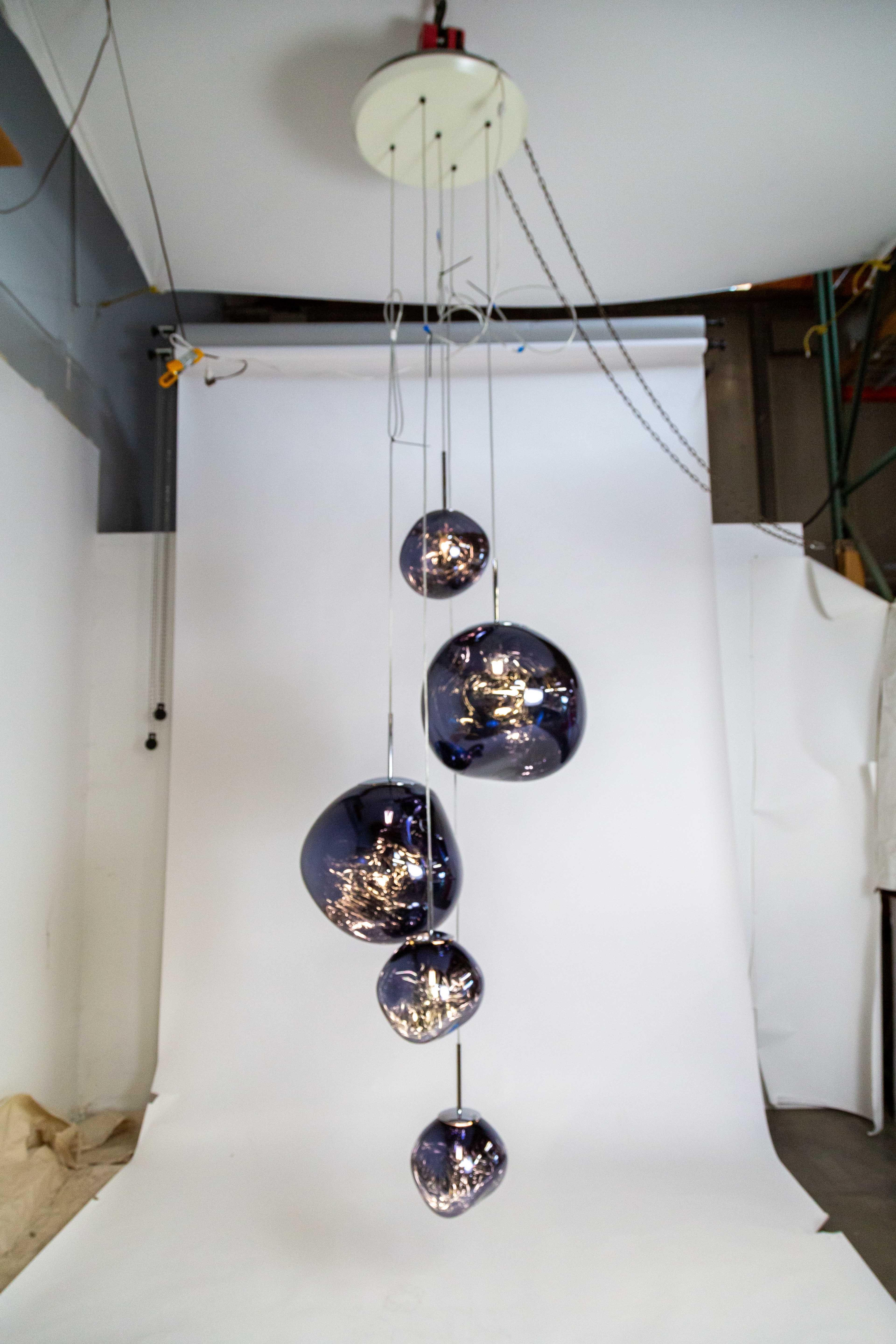 Contemporary Melt 5-Light Spheres Chandelier by Tom Dixon For Sale