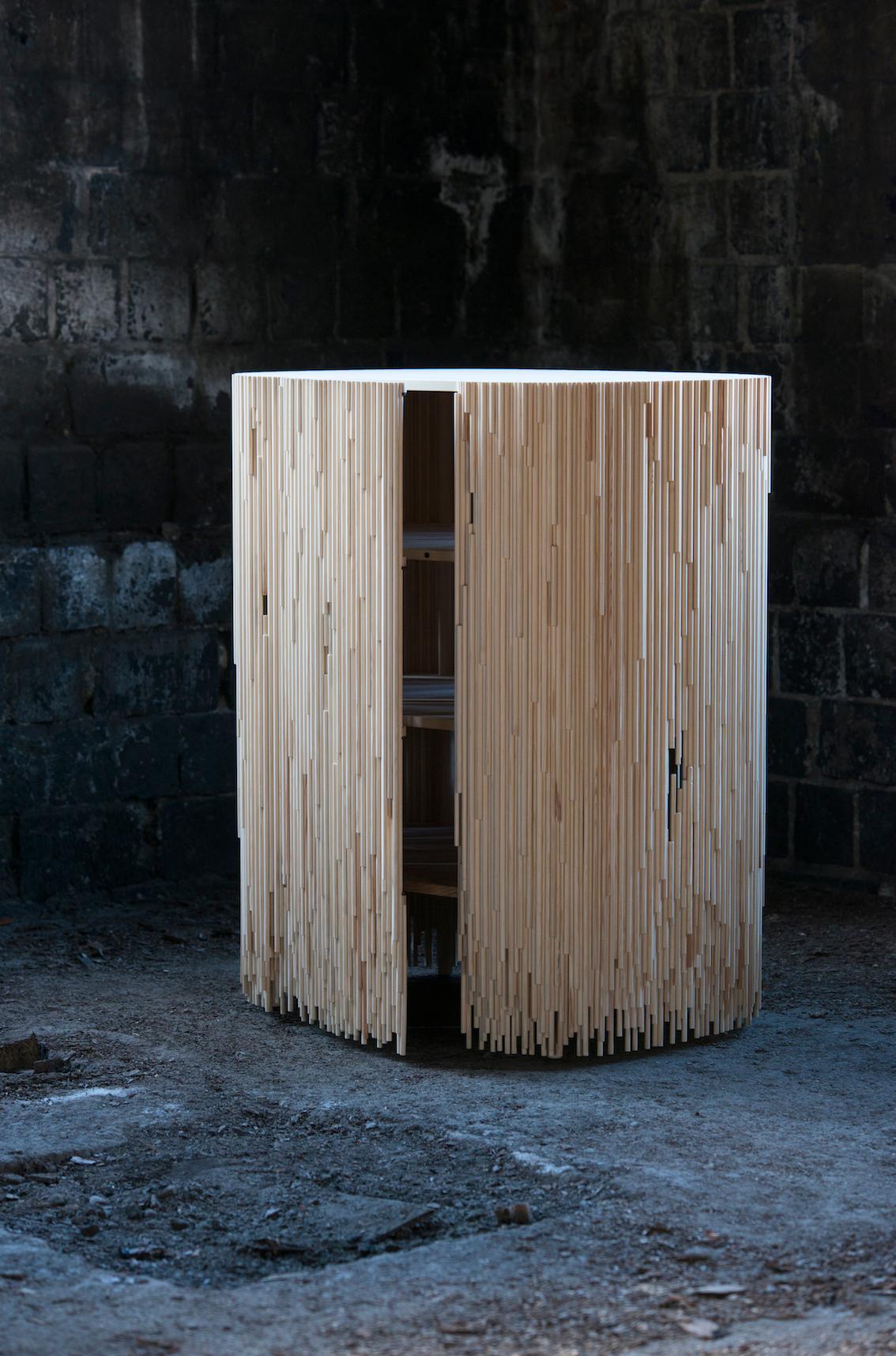 MELT Cabinet in untreated pine by Antrei Hartikainen In New Condition For Sale In Fiskars, FI