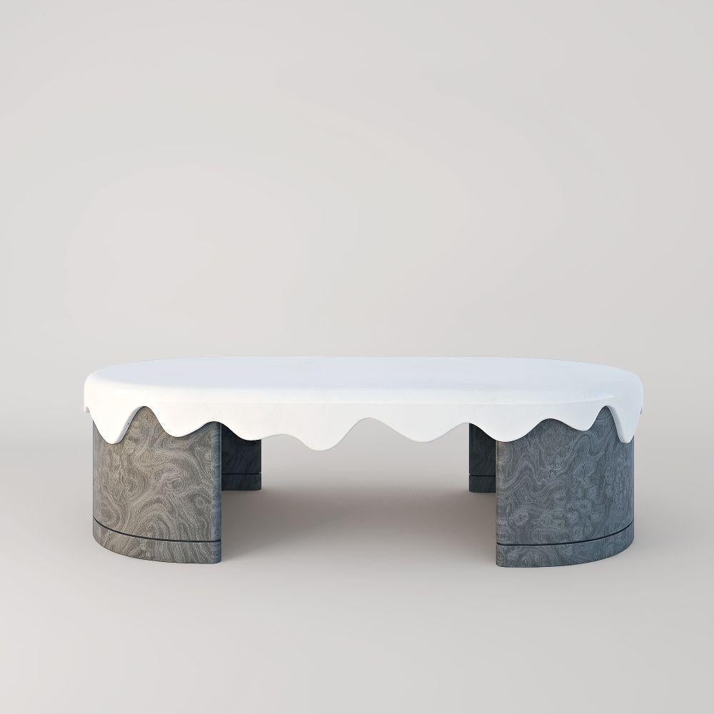 Melt coffee table - Grey Vavona by Marble Balloon
Dimensions: W150 x D75 x H42 cm
Materials: Grey Vavona, Light Travertine, White Sugar

Also Available: California Burl, Walnut Burl.

Melt Tables and Consoles are registered design products of