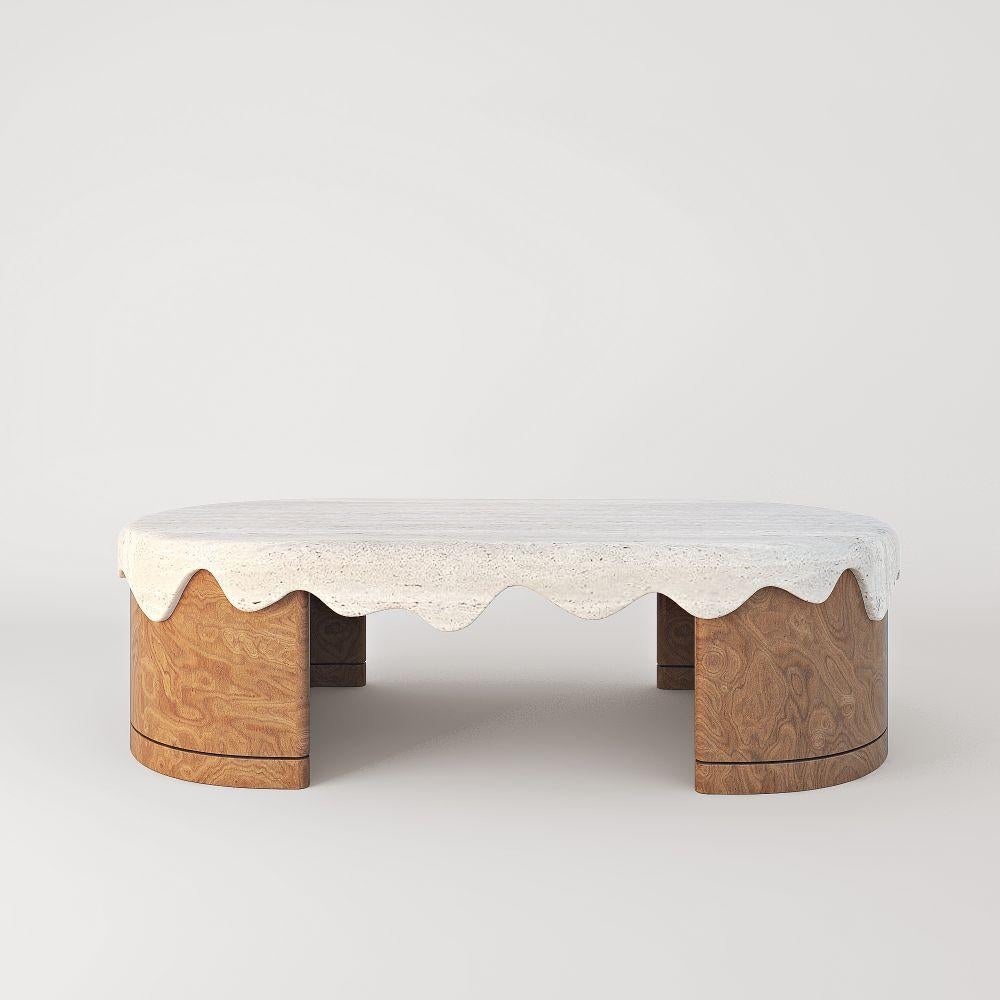 Melt coffee table - walnut burl by Marble Balloon
Dimensions: W 150 x D 75 x H 42 cm
Materials: Walnut burl, light travertine, white sugar

Also available: California burl, grey vavona

Melt Tables and Consoles are registered design products