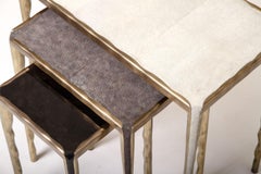 Melting Nesting Side Table Set of 3 in Shagreen, Shell and Brass by R&Y Augousti