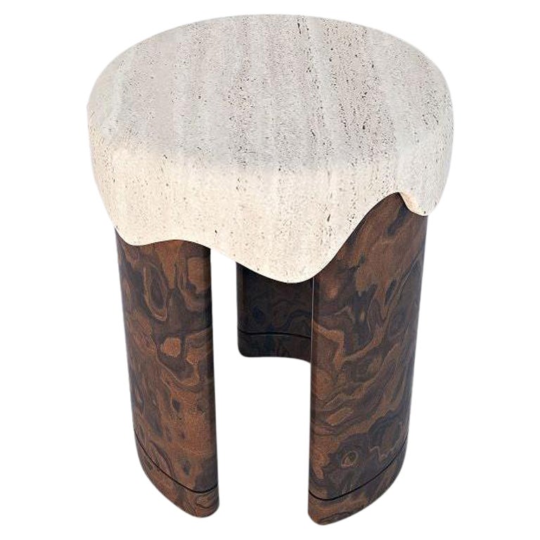 Melt Side Table, California Burl by Marble Balloon For Sale