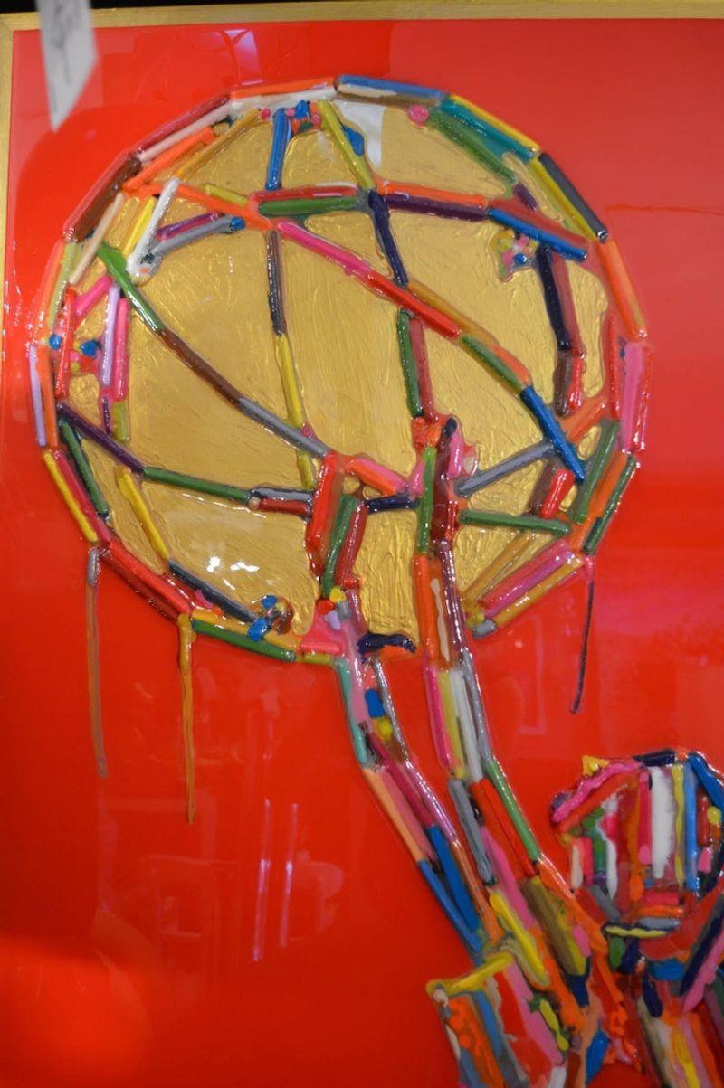 Melted Crayon Emmy Award on Red Background In Excellent Condition For Sale In Los Angeles, CA