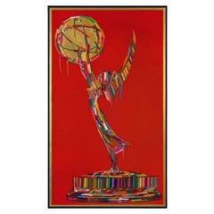 Melted Crayon Emmy Award on Red Background