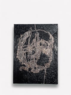 Schwarz Contemporary Abstrakte Malerei, geschmolzenes Zinn und Teer