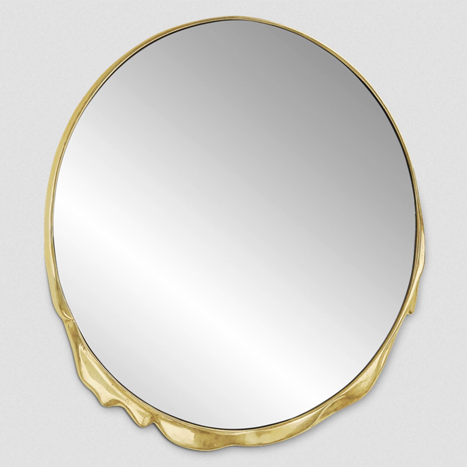 Mirror Melted gold with casted aluminum frame 
in raw gold finish, with clear mirror glass.