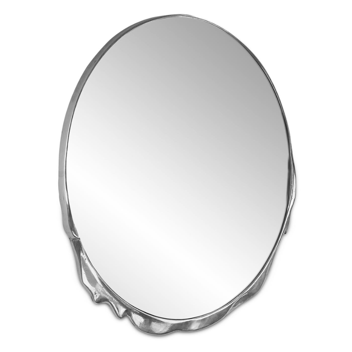Mirror melted with casted aluminum frame 
in raw and polished finish, with clear mirror glass.