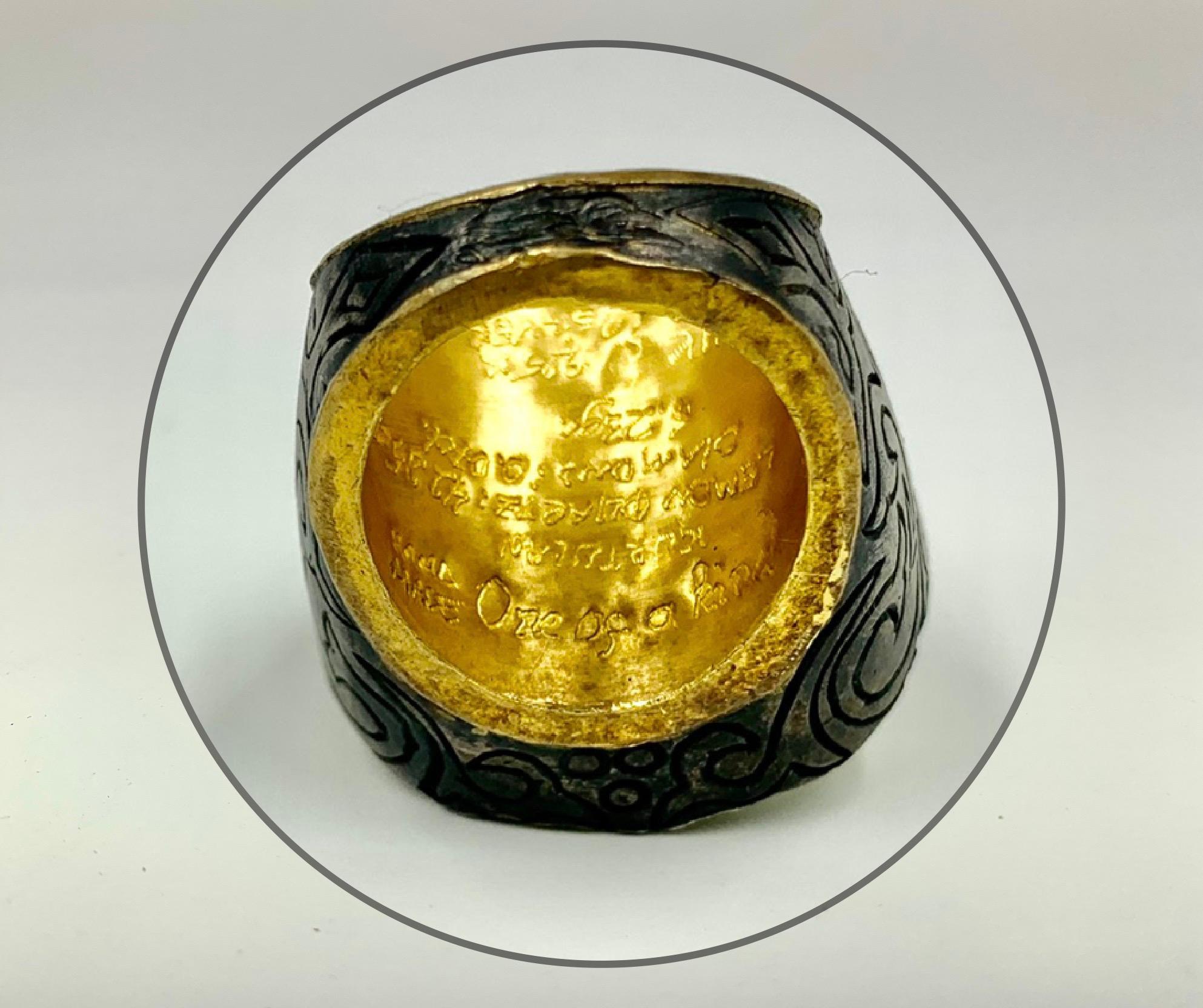 Statement-Ring aus 24 Karat Gold und Silber von Meltem Kurtulan mit 42,25 Karat Zitronenquarz und Diamant im Angebot 5