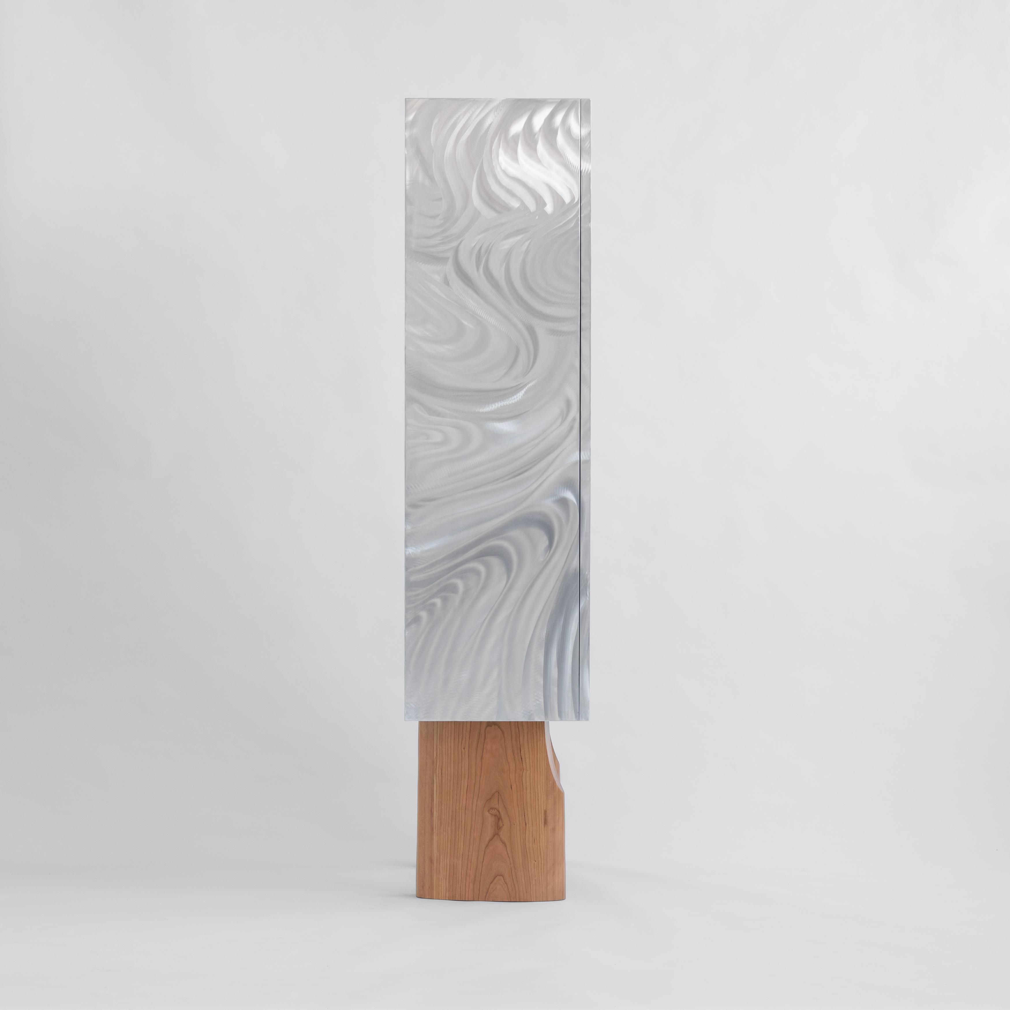 Meltemi is inspired by the annual harsh wind across the Aegean sea and features an experimental surface treatment. Like the winds, the environment - the tools and the metal surface - dictate the final sculptural finish of this piece.

! Please note