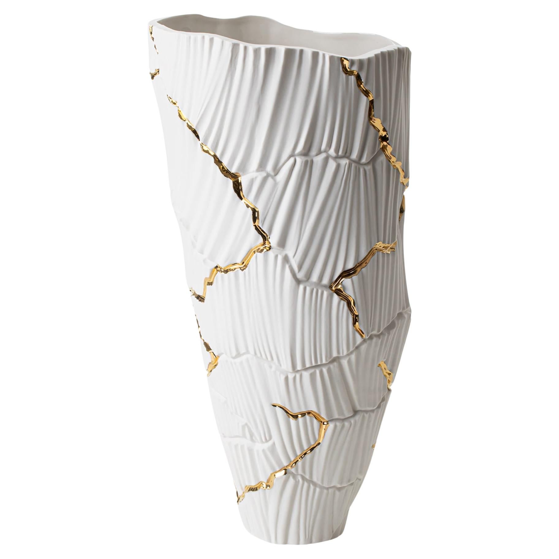 Vase mit Gold Cracks von Meltemi im Angebot