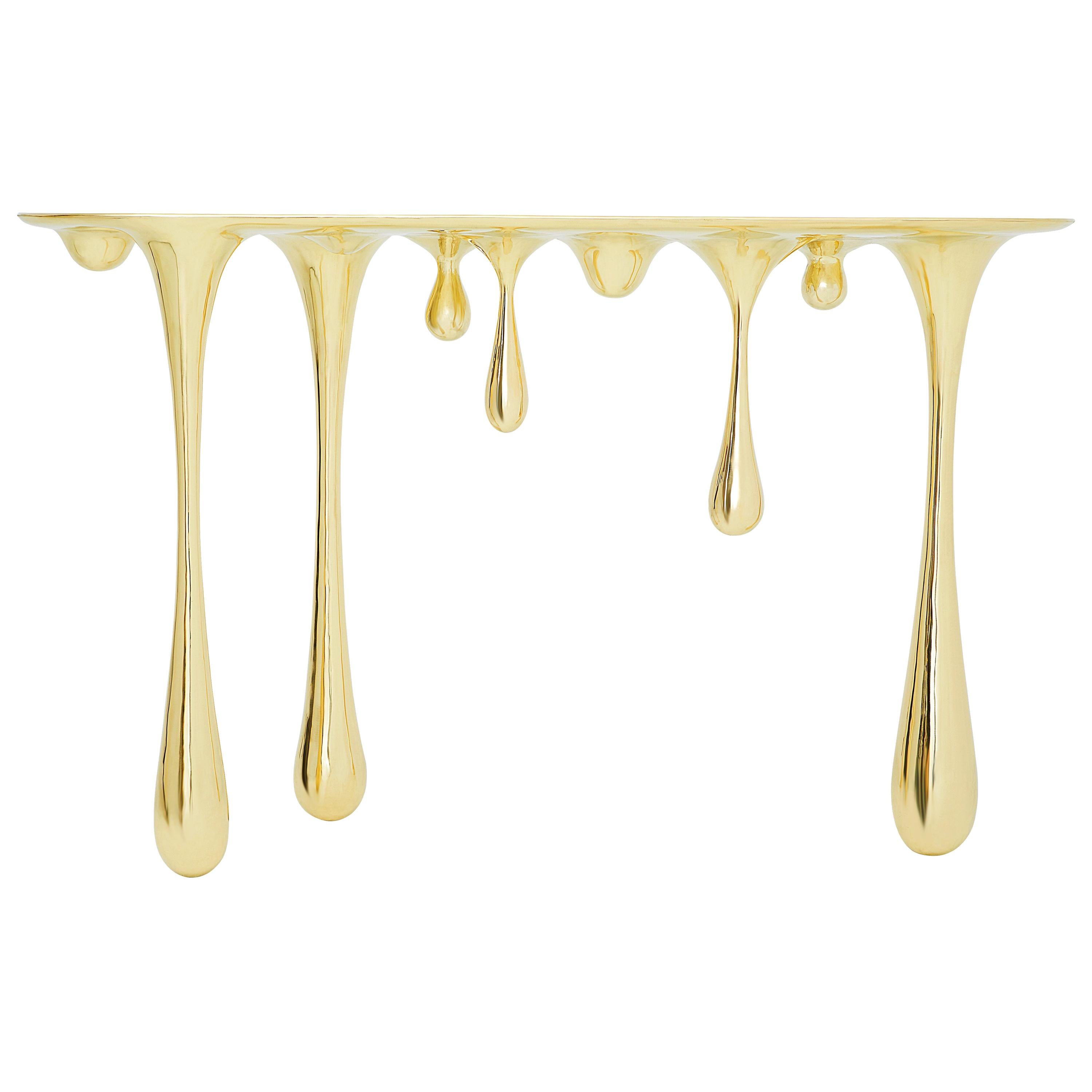 Melting Brass Console Table or Hallway Table by Zhipeng Tan For Sale