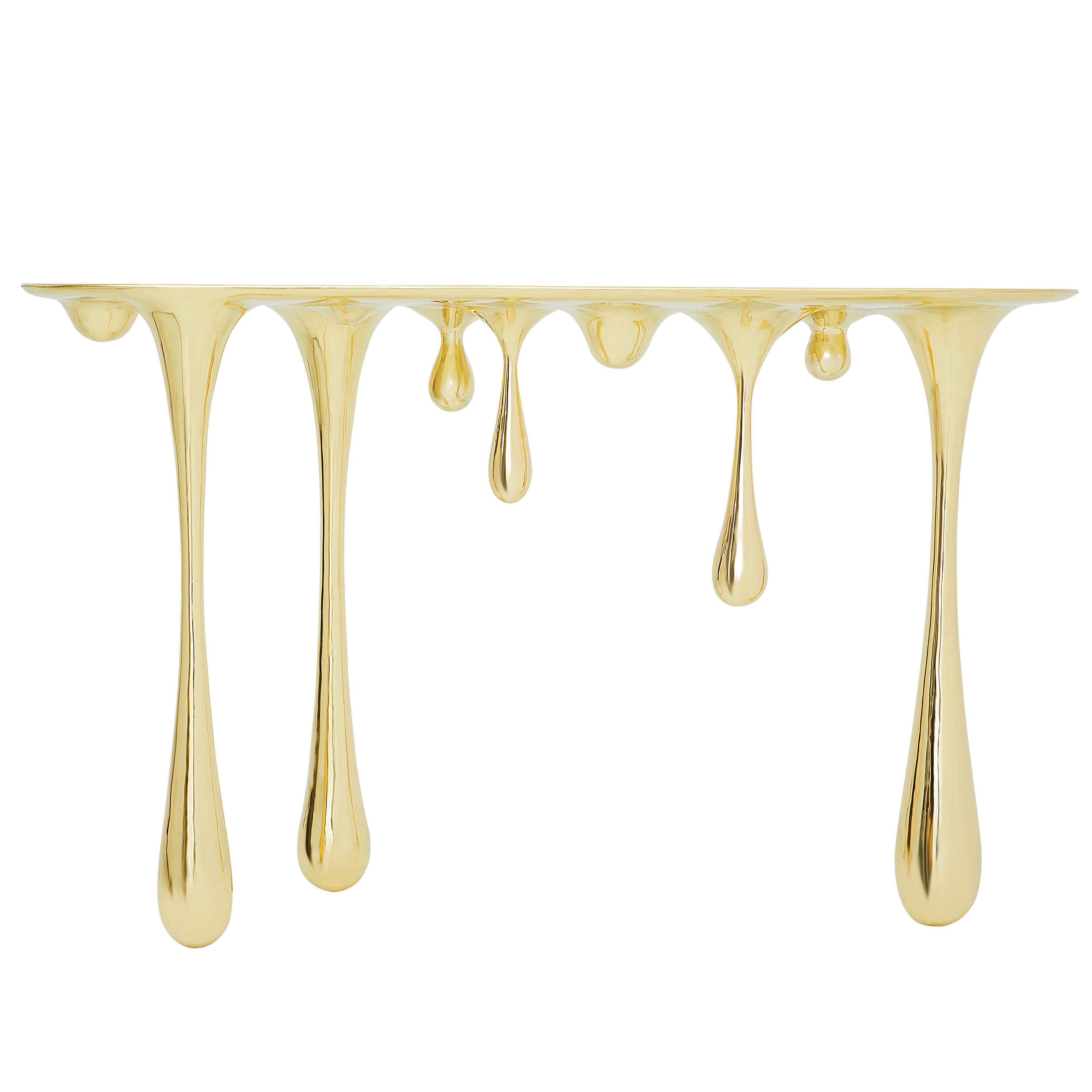 Melting Brass Console Table or Hallway Table by Zhipeng Tan For Sale