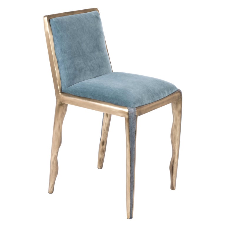 Melting Chair in Blue Shagreen and Bronze-Patina Brass by R&Y Augousti 1
