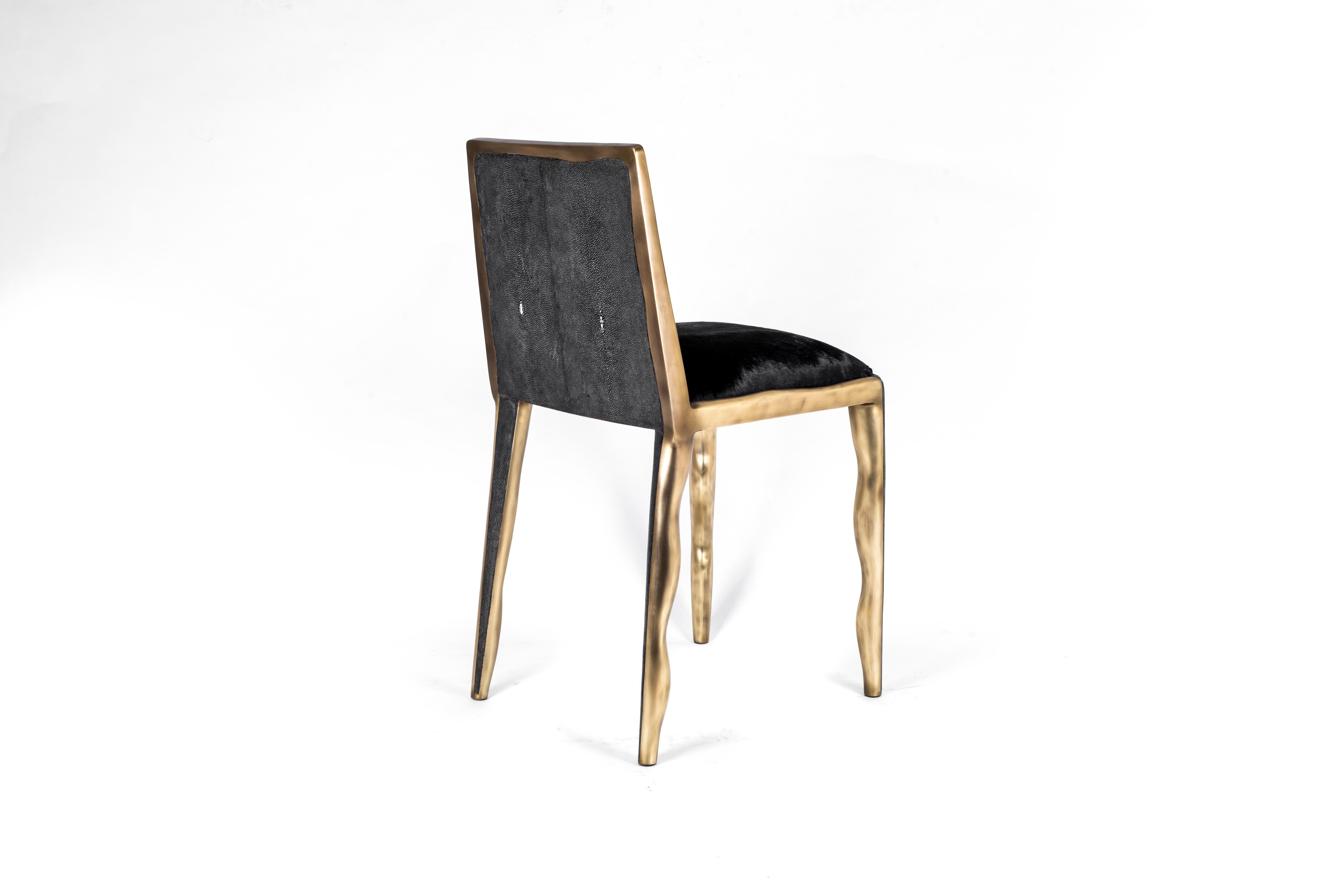 Melting Chair in Cream Shagreen and Bronze-Patina Brass by R&Y Augousti 3