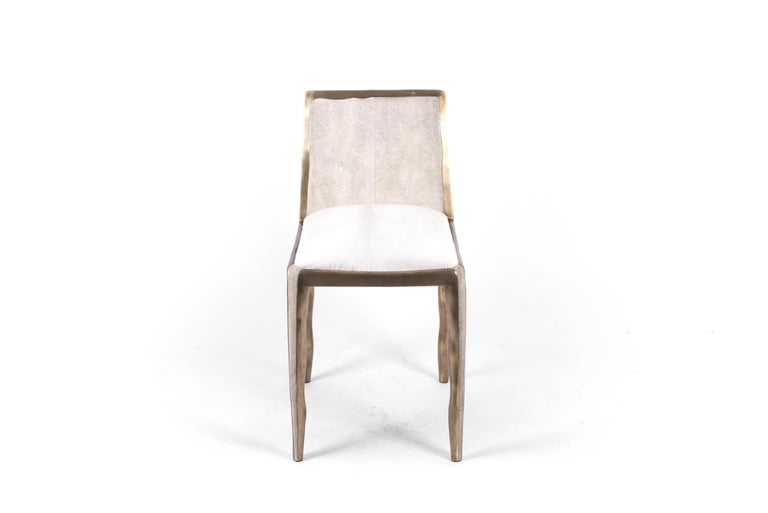 Art Deco Melting Chair in Cream Shagreen and Bronze-Patina Brass by R&Y Augousti