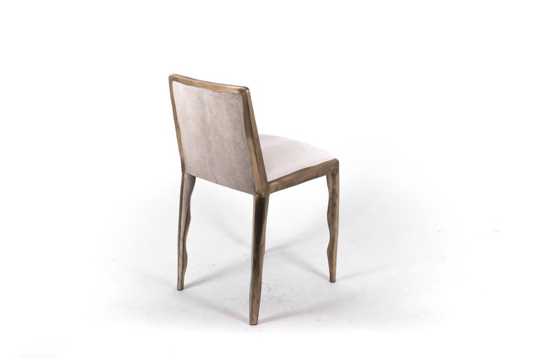 French Melting Chair in Cream Shagreen and Bronze-Patina Brass by R&Y Augousti