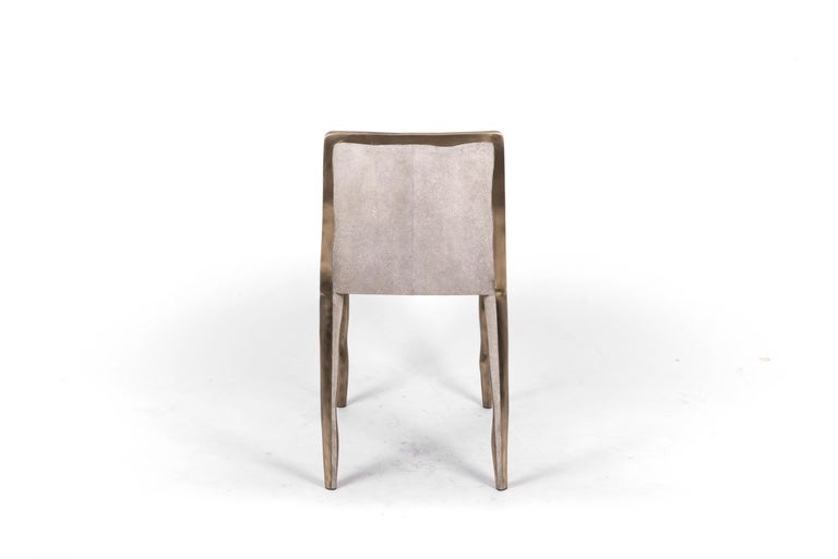 Hand-Crafted Melting Chair in Cream Shagreen and Bronze-Patina Brass by R&Y Augousti