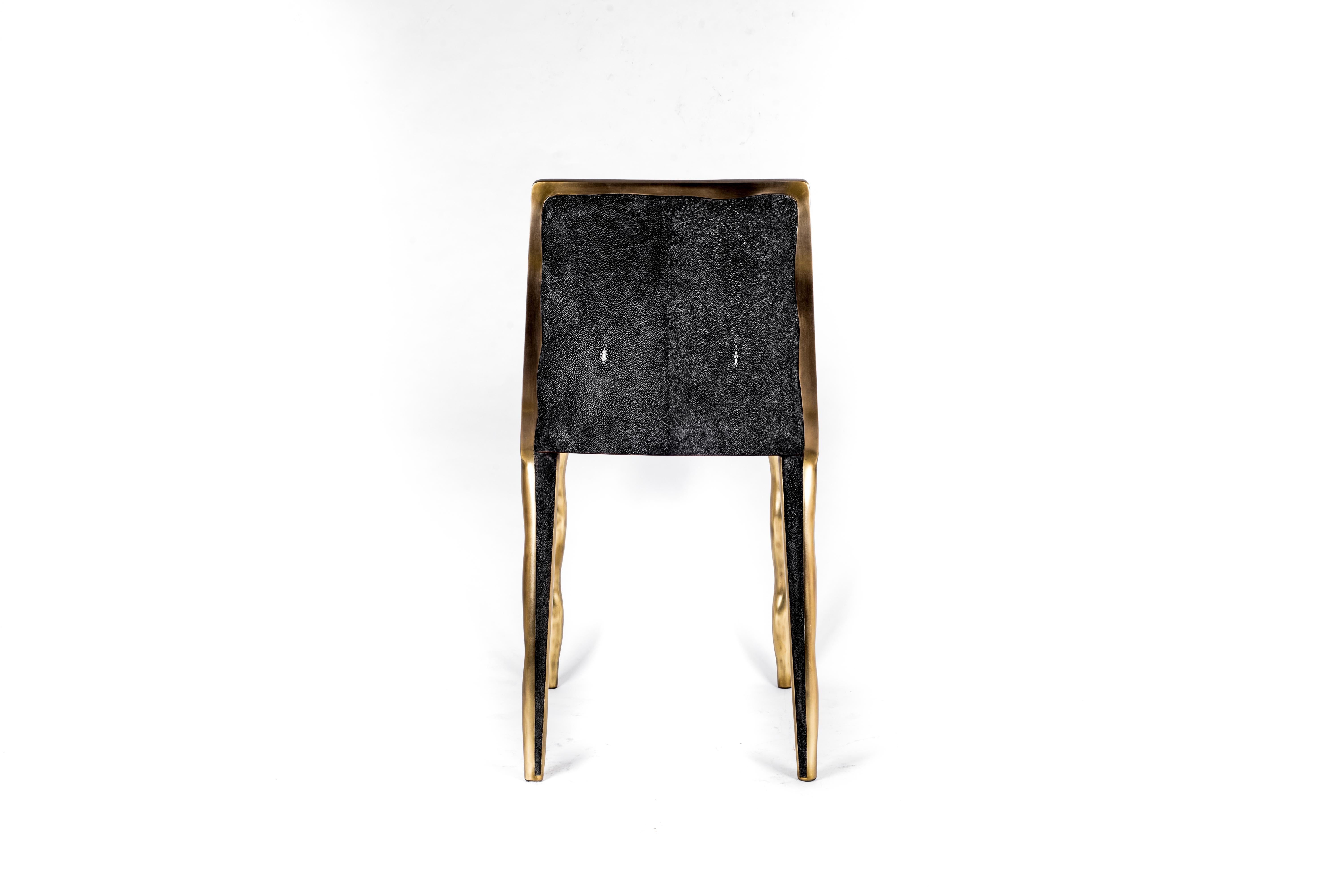 Contemporary Melting Chair in Cream Shagreen and Bronze-Patina Brass by R&Y Augousti