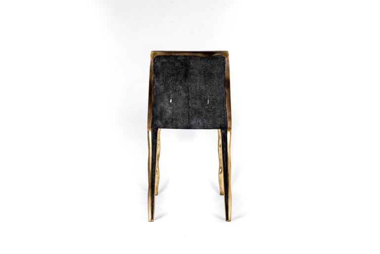 Melting Chair in Cream Shagreen and Bronze-Patina Brass by R&Y Augousti 2