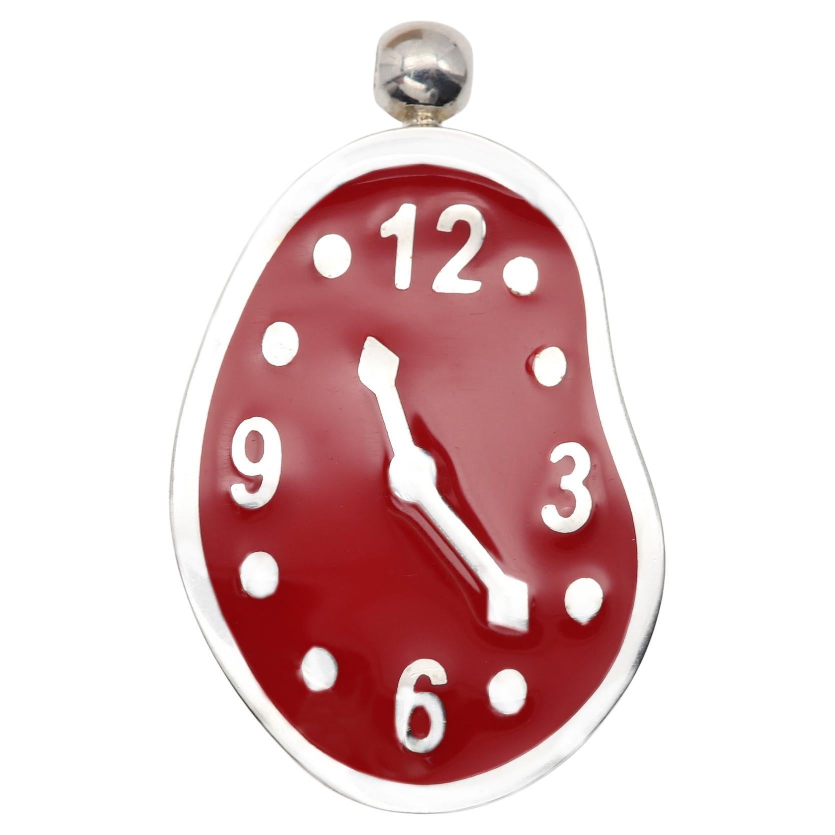 Melting Clock Art Inspired Necklace Silver 925 Famous ART Jewelry Dali