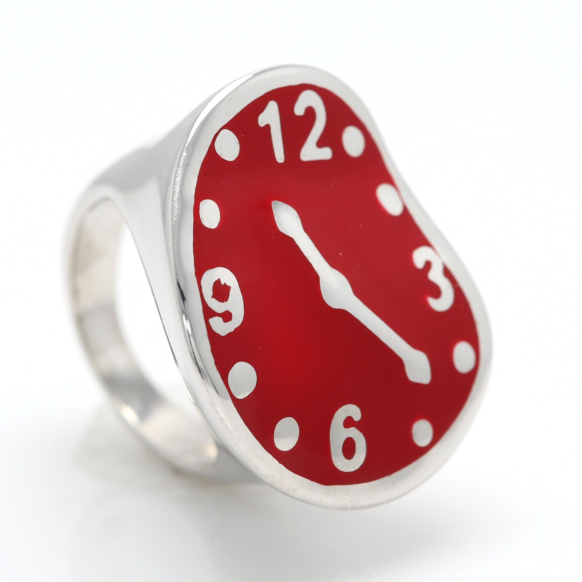 Melting Clock Set Art Dali Inspired Jewelry Sterling Silver 925 Art Jewelry For Sale 7
