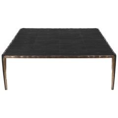 Melting Coffee Table Black Shagreen and Bronze Patina Brass by R&Y Augousti