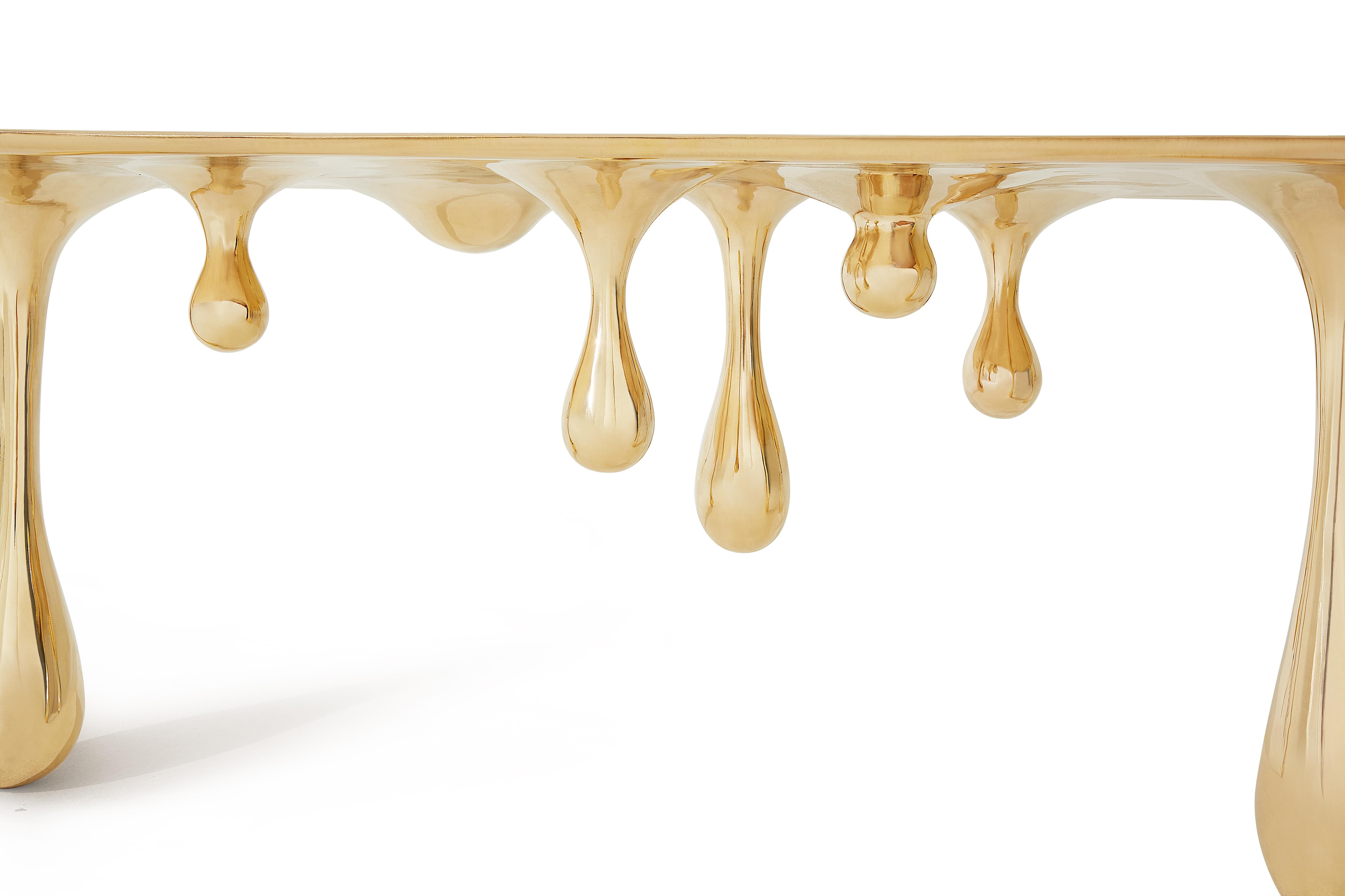 Chinese Melting Coffee Table/Cocktail Table 'Bean Shape' Polished Brass by Zhipeng Tan For Sale