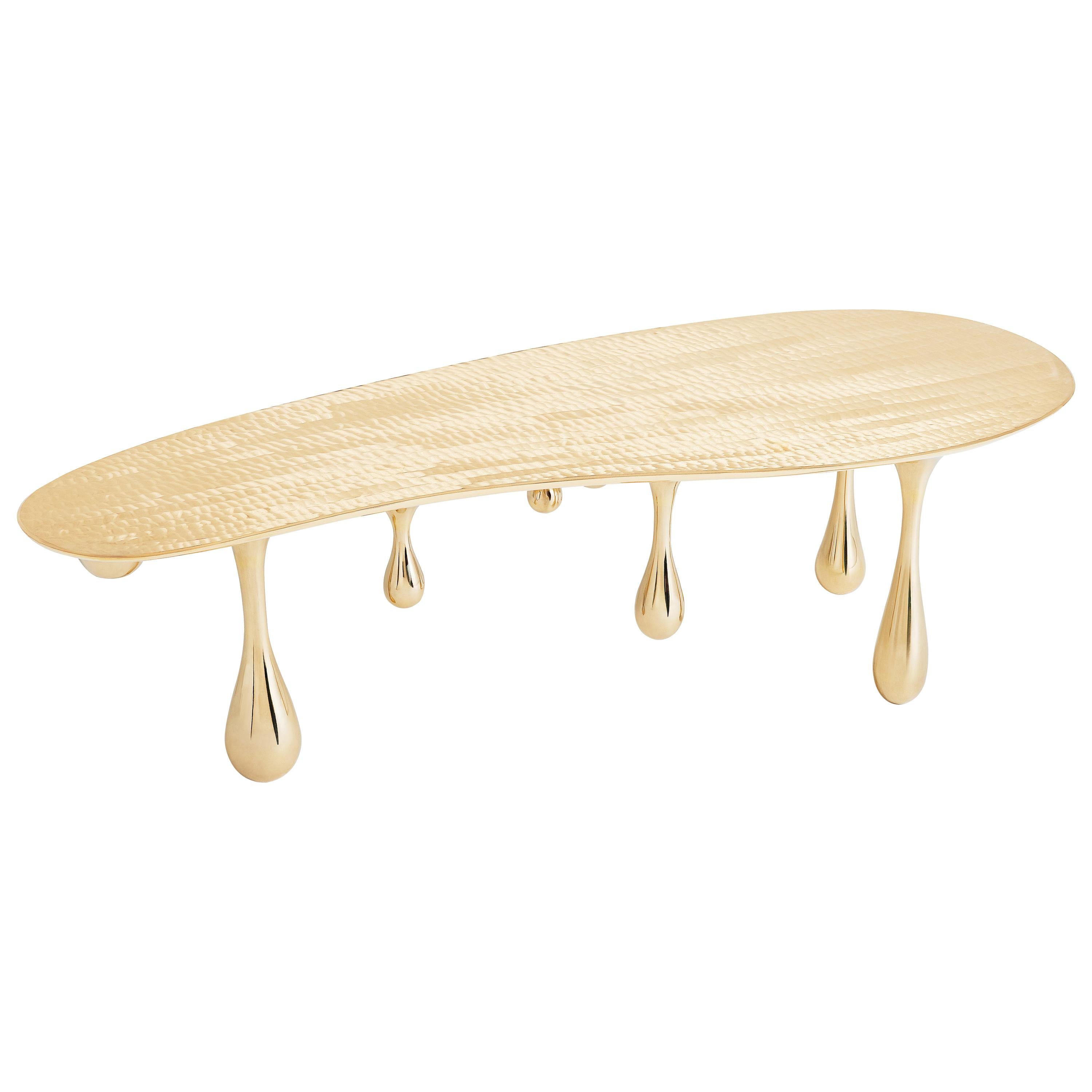Melting Coffee Table/Cocktail Table 'Bean Shape' Polished Brass by Zhipeng Tan