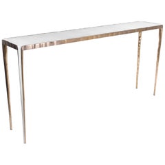 "Melting" Console Table in Cream Shagreen & Bronze-Patina Brass by R&Y Augousti