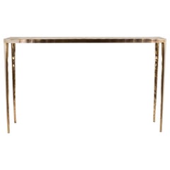"Melting" Console Table in Cream Shagreen & Bronze-Patina Brass by R&Y Augousti