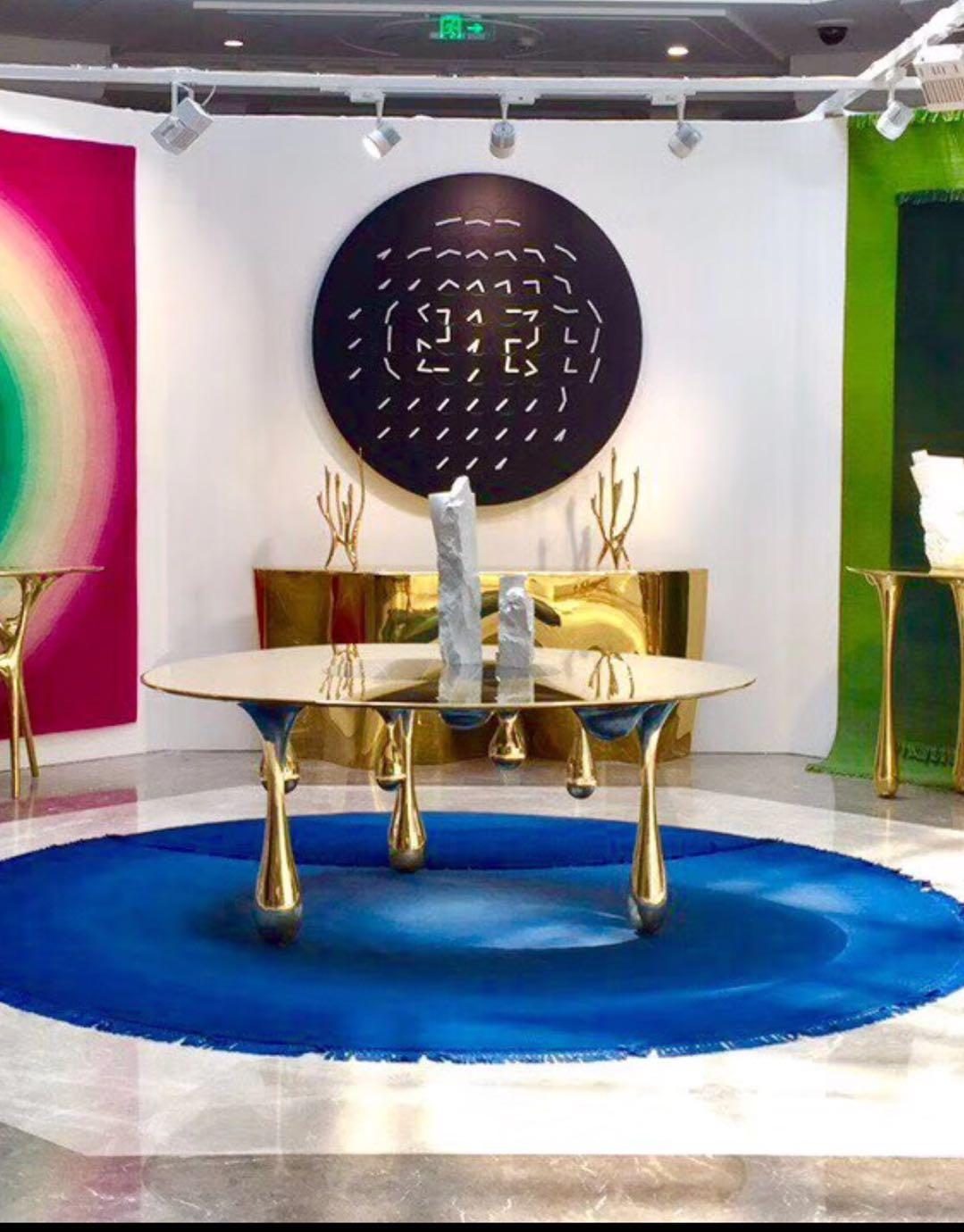 Melting Dining Table Round Polished Brass Table by Zhipeng Tan In New Condition For Sale In Beverly Hills, CA