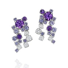 Melting Ice 18k White Gold Purple Sapphire Earrings by MadStone