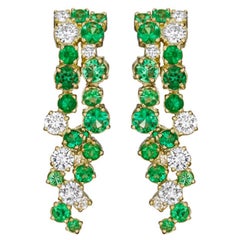 Melting Ice 18k Yellow Gold Emerald and Diamond Earrings by Madstone
