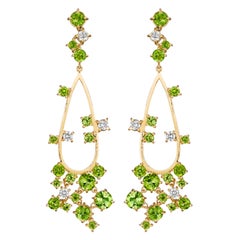 Melting Ice 18k Yellow Gold Peridot and Diamond Earrings by MadStone Melting Ice 18k Yellow Gold Peridot and Diamond Earrings by MadStone