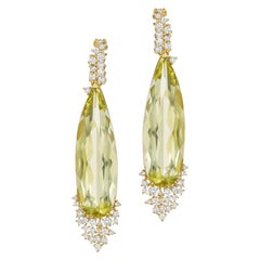 Melting Ice Lemon Citrine and Diamond Drop Earrings by Madstone