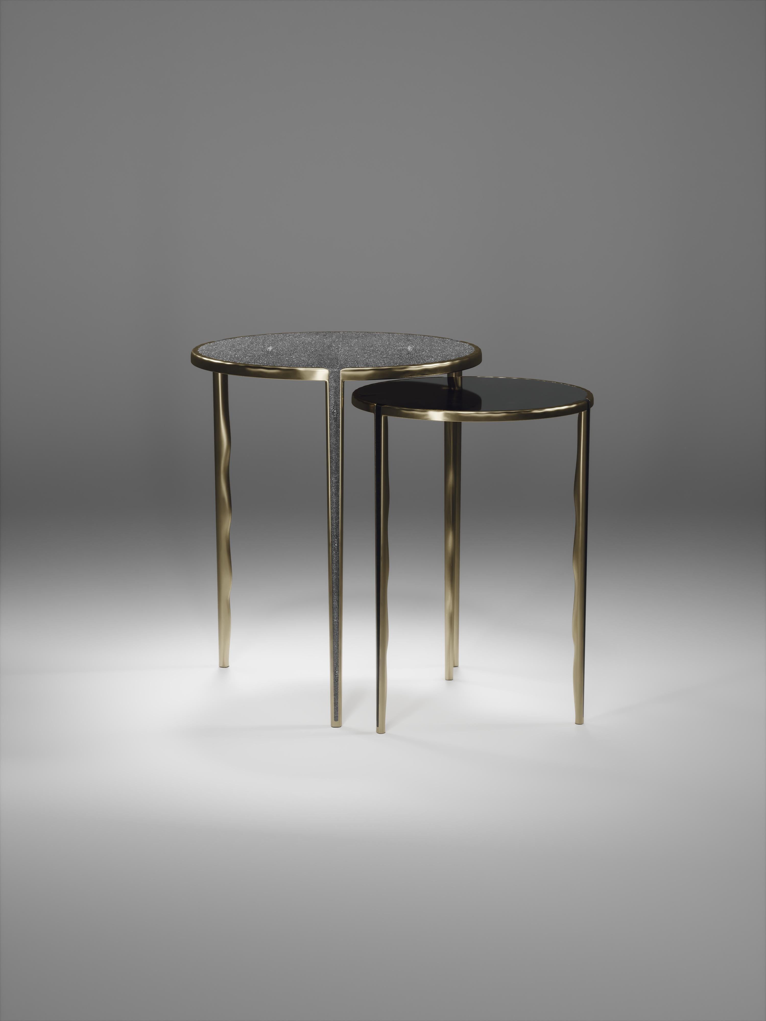 Melting Nesting Coffee Tables in Shagreen, Shell and Brass by R & Y Augousti For Sale 2