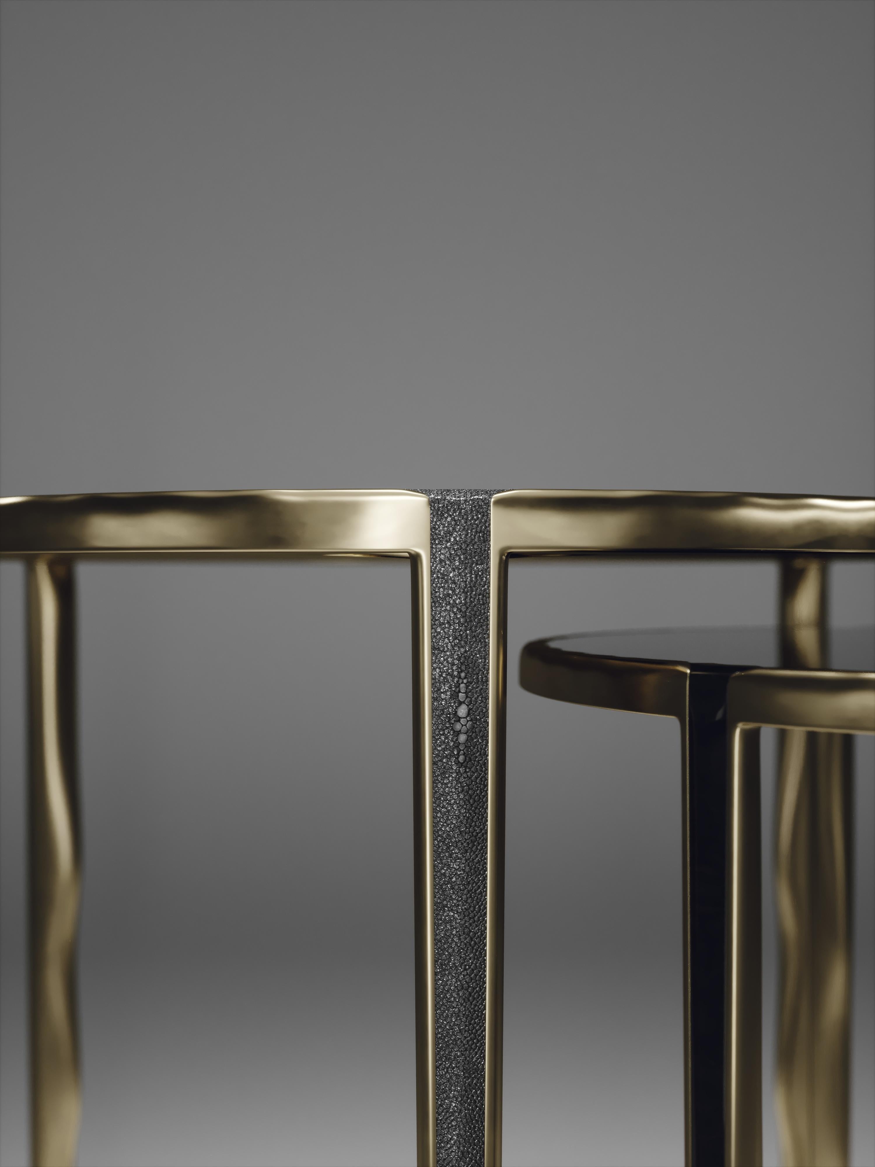 Melting Nesting Coffee Tables in Shagreen, Shell and Brass by R & Y Augousti For Sale 4