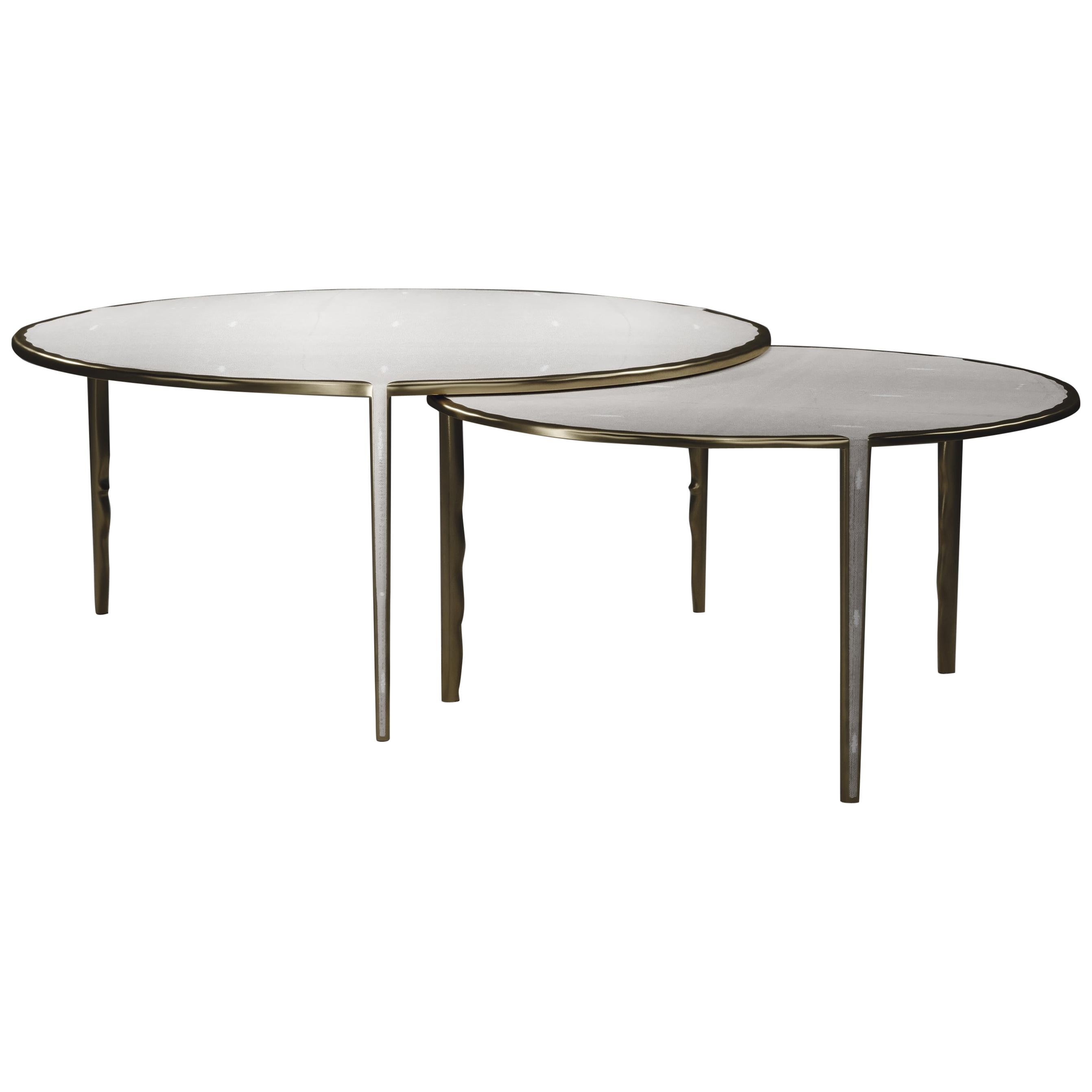 Melting Nesting Coffee Tables in Shagreen, Shell and Brass by R & Y Augousti