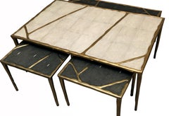 Melting Nesting Coffee Tables in Shagreen, Shell and Brass by R&Y Augousti